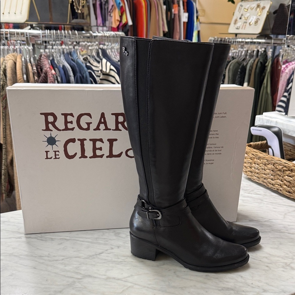 Regarde Le Ciel Black Tall Leather Boot Size 38(US 7.5/8)
